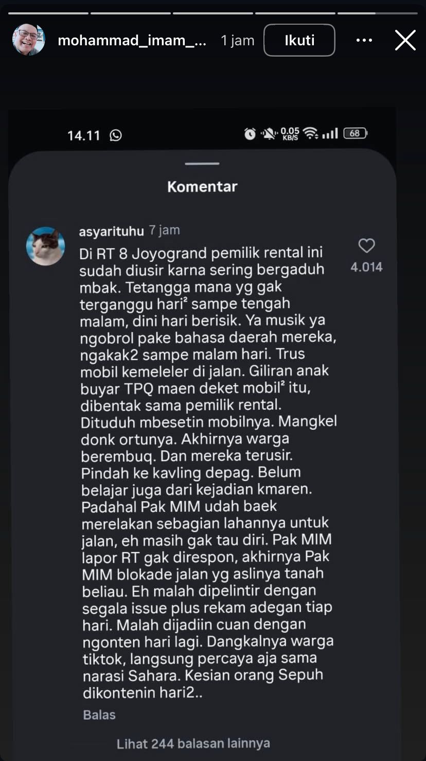 Komentar Netizen soal Nurul Sahara (instagram)